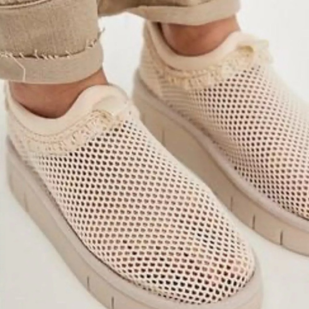 Free People MOU Socks Optional Shoe Boot Platform Mesh Basket Milk Ivory